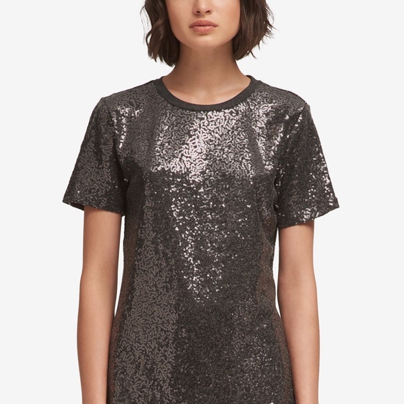 Dkny Tops - DKNY Gray Sequin Tee